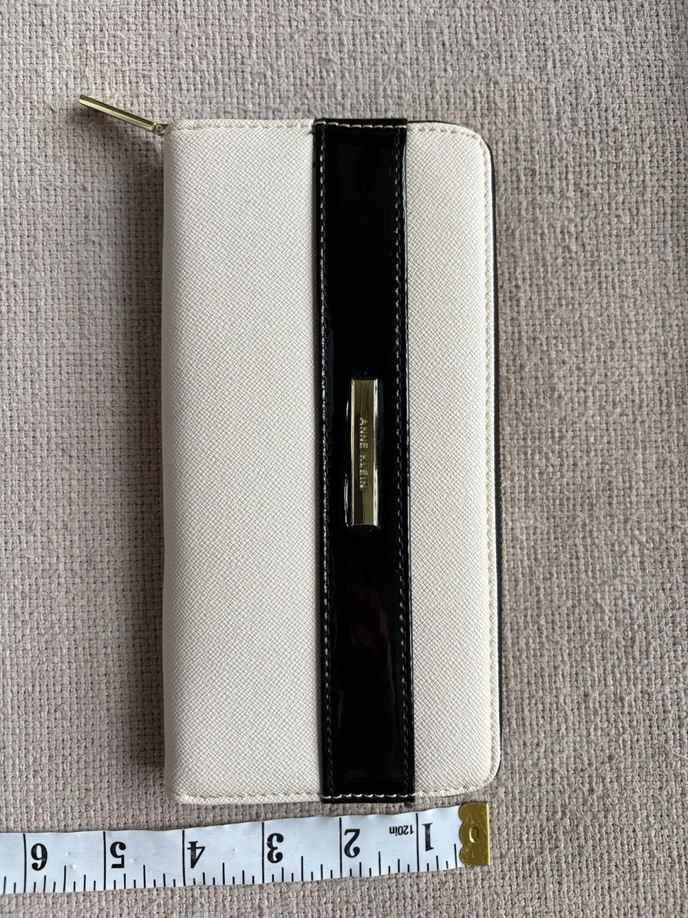 Anne Klein Wallet Clutch - Cream / Pale Pink & Black with Gold Accents